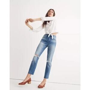 Madewell The High Rise Slim Boyjean Women’s Jeans‎ Size 27 Light Wash Distressed